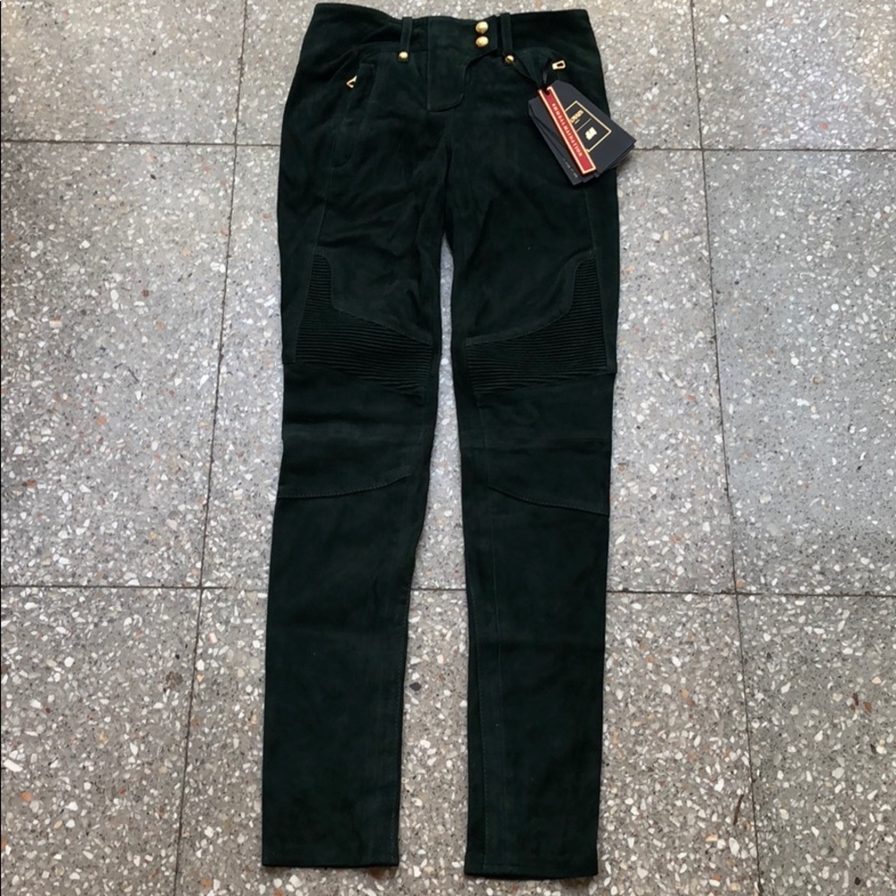 BALMAIN MOTORCYCLE SUEDE PANTS NWT